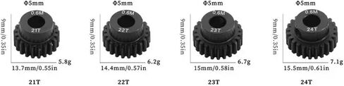 RC Spare Part Compatible with HSP 1/10 RC Car Upgrade Parts 4pcs 0.6M 5mm 17T 18T 19T 20T 21T 22T 23T 24T 25T 26T 27T 28T Pinion Gear Moter Gear Set(21 22 23 24T) in Saudi Arabia