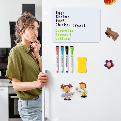 2-Pack Magnetic Dry Erase Board Sheet for Refrigerator, 12"x8" Erasable Fridge Whiteboard with 4 Markers & 1 Eraser, Small Flexible Magnet Blank Notepad for Home Kitchen Organizer Planner to-Do List in Saudi Arabia