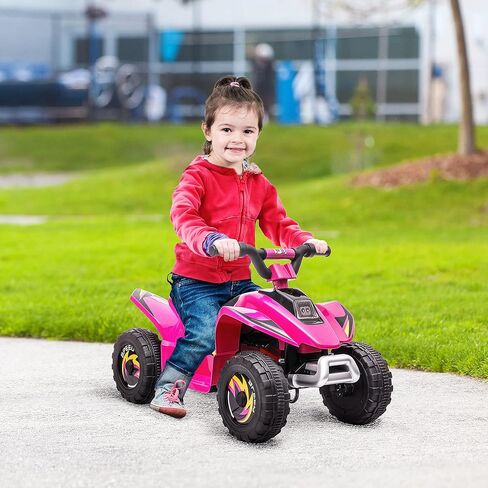 ركوب AOSOM 6V Kids ATV 4-WHEELER على السيارة ، مركبة بطارية رباعية تعمل بالبطارية مع التبديل الأمامي/العكسي لمدة 18-36 شهرًا من الأطفال الصغار ، الوردي in Kuwait