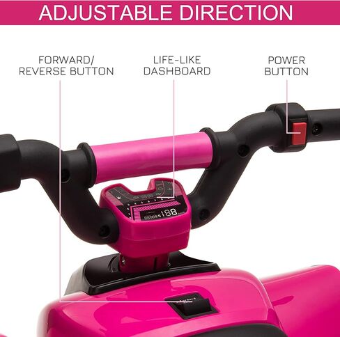 ركوب AOSOM 6V Kids ATV 4-WHEELER على السيارة ، مركبة بطارية رباعية تعمل بالبطارية مع التبديل الأمامي/العكسي لمدة 18-36 شهرًا من الأطفال الصغار ، الوردي in Kuwait