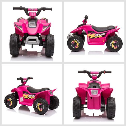 ركوب AOSOM 6V Kids ATV 4-WHEELER على السيارة ، مركبة بطارية رباعية تعمل بالبطارية مع التبديل الأمامي/العكسي لمدة 18-36 شهرًا من الأطفال الصغار ، الوردي in Kuwait