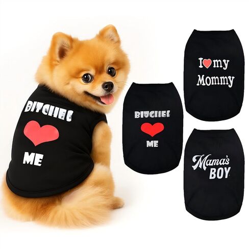3 Pack Dog Clothes Shirts, Funny Letter Print Pet T Shirts Puppy Clothes for Cats & Small Breeds Summer Dog Outfits in Saudi Arabia
