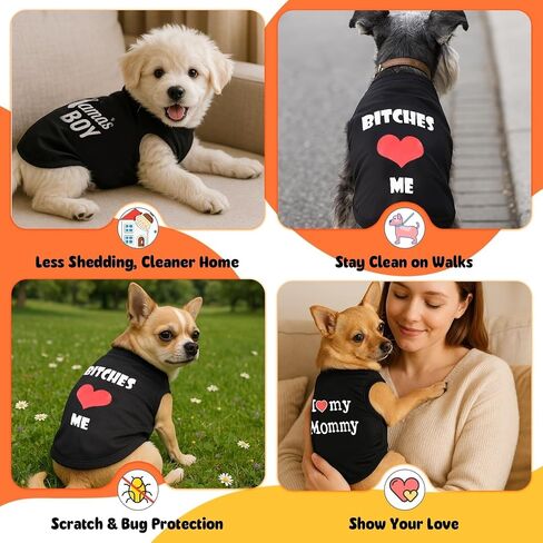 3 Pack Dog Clothes Shirts, Funny Letter Print Pet T Shirts Puppy Clothes for Cats & Small Breeds Summer Dog Outfits in Saudi Arabia