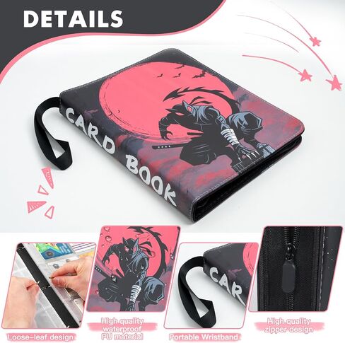 Card Binder with 4 Pockets, 50 Removable Sleeves for 400 Cards, Zippered Storage Album for Trading Cards, Sports, and Game Cards Collection Organizer Supply -Sakura Cat in Saudi Arabia