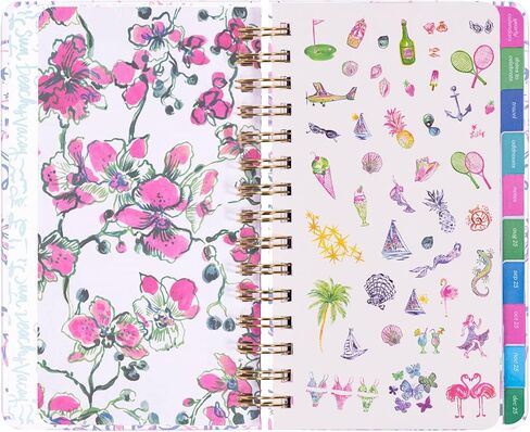 Lilly Pulitzer Medium Planner August 2025 - December 2026 ، جدول الأعمال الأسبوعي والتقويم الشهري ، الملصقات ، الجيوب ، الربط الحلزوني ، 5 "× 8.25" (Tis the Sea Sun) in Saudi Arabia