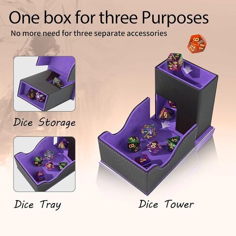 Dice Tower and Tray,Foldable Portable Dice Rolling Tower,Dice Roller Accessory for Dungeons and Dragons,Classic Board Games,RPG Games, and Tabletop Games White/Purple in Saudi Arabia