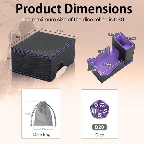 Dice Tower and Tray,Foldable Portable Dice Rolling Tower,Dice Roller Accessory for Dungeons and Dragons,Classic Board Games,RPG Games, and Tabletop Games White/Purple in Saudi Arabia