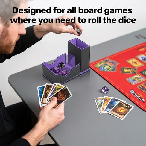 Dice Tower and Tray,Foldable Portable Dice Rolling Tower,Dice Roller Accessory for Dungeons and Dragons,Classic Board Games,RPG Games, and Tabletop Games White/Purple in Saudi Arabia