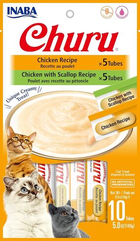 INABA Churu Tuna Lickable Creamy Purée Cat يعامل 2 نكهة متنوعة حزمة من 10 أنابيب in Kuwait