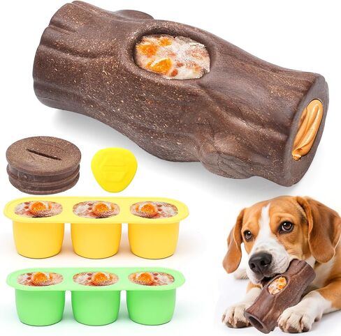 Interactive Dog Toy with Frozen Treat Molds and Peanut Butter Grooves, Durable Dog Puzzle Toy for Medium to Large Dogs, Enrichment Chew Toy, BPA & PVC-Free, Dark Brown in Kuwait