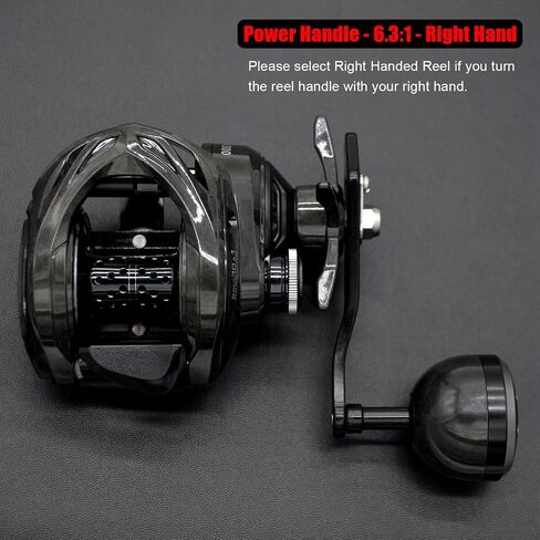 Carbon 300 Baitcasting Fishing Reel, High Line Capacity Baitcaster Reels, 6.3:1 Gear Ratio, 10+1 Stainless Steel Ball Bearings, 10 Button Magnetic Brakes, Carbon Fiber Frame and Side Covers in Kuwait