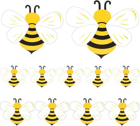 MixTeach 48 Pcs Bee Cutouts Bee Shaped Die Cuts 4 "5" Paper Cutouts Bee Theme Greeting Cards Name Tags with Glue Point Bumblebee Classroom Decoration for Bulletin Board Back to School Party Supplies in Saudi Arabia