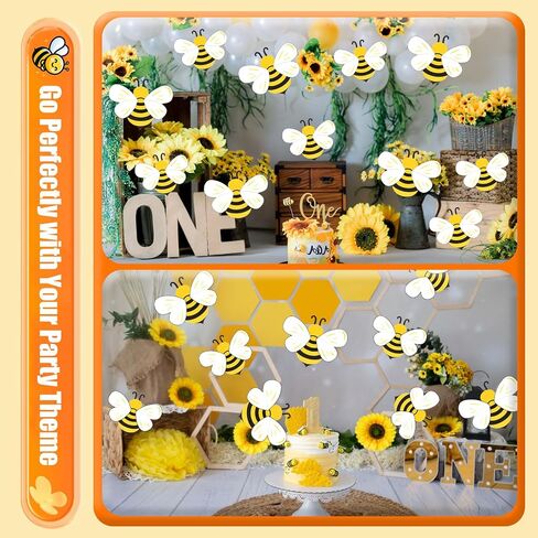 MixTeach 48 Pcs Bee Cutouts Bee Shaped Die Cuts 4 "5" Paper Cutouts Bee Theme Greeting Cards Name Tags with Glue Point Bumblebee Classroom Decoration for Bulletin Board Back to School Party Supplies in Saudi Arabia