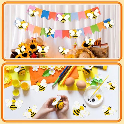 MixTeach 48 Pcs Bee Cutouts Bee Shaped Die Cuts 4 "5" Paper Cutouts Bee Theme Greeting Cards Name Tags with Glue Point Bumblebee Classroom Decoration for Bulletin Board Back to School Party Supplies in Saudi Arabia