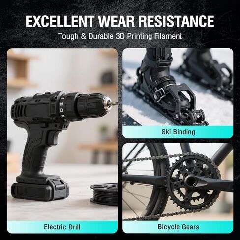 SUNLU PA6-CF خيوط ثلاثية الأبعاد 1.75 مم، خيوط ألياف الكربون PA نايلون X، مصنوعة من 80% PA و20% ألياف كربون، قوية وقوية ومقاومة للحرارة، للأجزاء الصناعية، 1 كجم أسود in Kuwait