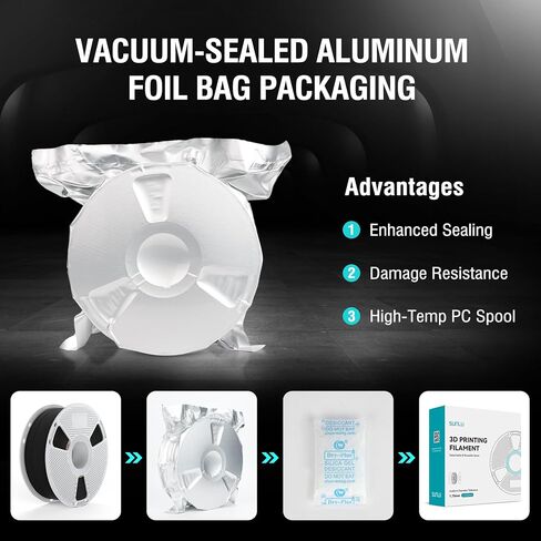 SUNLU PA6-CF خيوط ثلاثية الأبعاد 1.75 مم، خيوط ألياف الكربون PA نايلون X، مصنوعة من 80% PA و20% ألياف كربون، قوية وقوية ومقاومة للحرارة، للأجزاء الصناعية، 1 كجم أسود in Kuwait