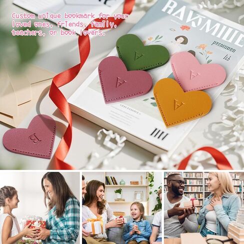 Personalized Initial Leather Heart Bookmark,Cute Corner Page Marker,Reading Accessories for Teachers Students Kids Book Lovers Women Gift,for School Office Home Supplies (A(4 Pcs)) in Kuwait