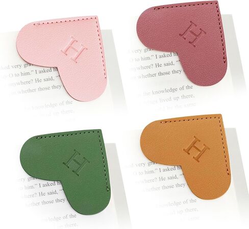 Personalized Initial Leather Heart Bookmark,Cute Corner Page Marker,Reading Accessories for Teachers Students Kids Book Lovers Women Gift,for School Office Home Supplies (A(4 Pcs)) in Kuwait