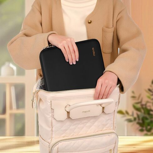 MOSISO 13.3 inch Laptop Case, 13-13.3 inch Laptop Sleeve Compatible with MacBook Air 13 13.6/Pro 13/Pro 14,HP Dell ASUS Lenovo Notebook, Portable Neoprene Carrying Computer Bag with Bevel Pocket,Black in Saudi Arabia