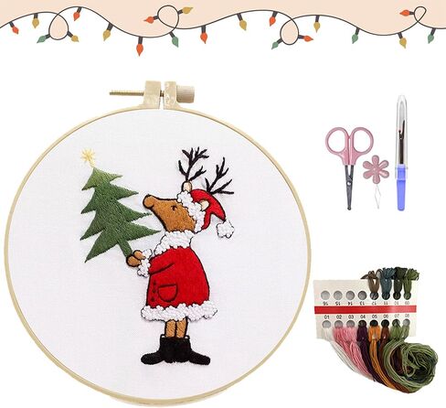 MAZAOTEU Christmas Embroidery Kits for Adults Beginners, Christmas Cross Stitch Kits, Needlepoint Ornament Holiday Embroidery Kit, Adult Crafts for Women DIY Hand Crossstitching Kits (Red Truck) in Saudi Arabia