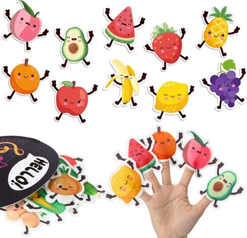 10 pcs Finger Puppets Toys Kids Dancing Fruit Birthday Decorations Felt Finger Sensory Toys with Bag Soft Cute Toddlers Hands Puppets in Saudi Arabia