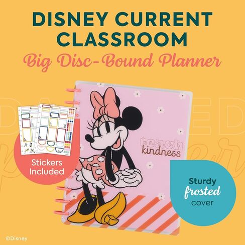 Happy Planner Disney Disc-Bound 12-Month Academic Planner, July 2025–June 2026, 3 Extra Months, 2 Sticker Sheets, Big Size, Teacher Layout, Mickey Mouse & Friends Theme, Current Classroom in Kuwait