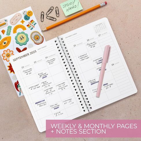 Aesthetic 2025-2026 Student Planner To Stay Organized - A Beautiful 8.5" x 5.5" Planner for Middle and High School Students with Weekly & Monthly Spreads For The 25-26 Academic Year in Saudi Arabia
