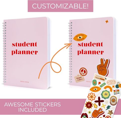Aesthetic 2025-2026 Student Planner To Stay Organized - A Beautiful 8.5" x 5.5" Planner for Middle and High School Students with Weekly & Monthly Spreads For The 25-26 Academic Year in Saudi Arabia