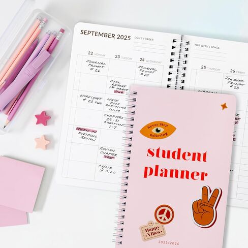 Aesthetic 2025-2026 Student Planner To Stay Organized - A Beautiful 8.5" x 5.5" Planner for Middle and High School Students with Weekly & Monthly Spreads For The 25-26 Academic Year in Saudi Arabia