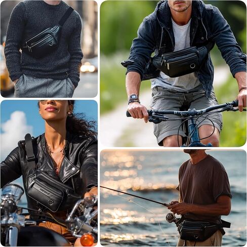 حقيبة خصر جلدية أصلية للرجال من الجلد Fanny Pack، رياضية أثناء السفر والمشي لمسافات طويلة in Kuwait