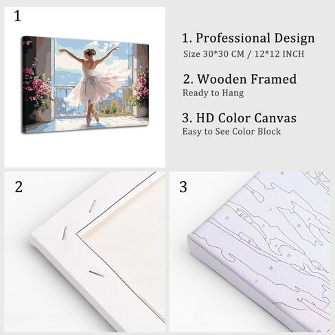 Natuyalo Framed Paint by Numbers Kit for Adults Dance Girl, Dancing Woman Acrylic Painting on Canvas, DIY Paint by Numbers with Frame for Beginners for Home Wall Decor 12x16 Inch in Saudi Arabia