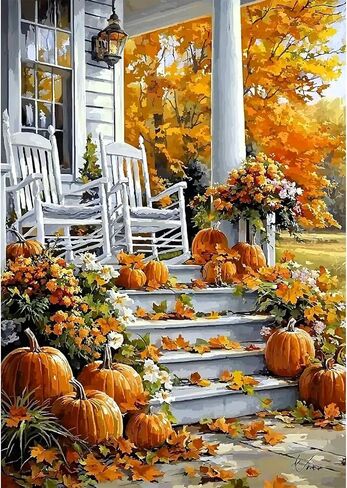 SENQAO CHAIR Chair Diamond Art Kits للبالغين ، Fall Pumpkin DIY 5D مجموعات اللوحات الماس الماس الكاملة لوحات DIAMOND DOTS مع Diamonds Gem Art and Crafts Home Decord 12x16inch in Saudi Arabia