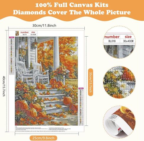 SENQAO CHAIR Chair Diamond Art Kits للبالغين ، Fall Pumpkin DIY 5D مجموعات اللوحات الماس الماس الكاملة لوحات DIAMOND DOTS مع Diamonds Gem Art and Crafts Home Decord 12x16inch in Saudi Arabia