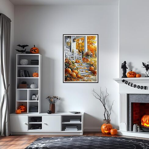 SENQAO CHAIR Chair Diamond Art Kits للبالغين ، Fall Pumpkin DIY 5D مجموعات اللوحات الماس الماس الكاملة لوحات DIAMOND DOTS مع Diamonds Gem Art and Crafts Home Decord 12x16inch in Saudi Arabia