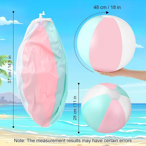 12 Pcs 16" Inflatable Beach Balls Bulk Pastel Jumbo Macaron Rainbow Beach Balls Blow up Pool Game Toys for Kid Adult Summer Swimming Luau Hawaiian Party Decorations in Saudi Arabia