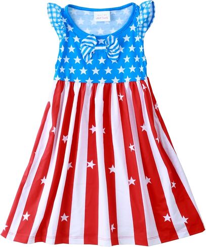 HH Family Girls 4th of July Dress Patriotic American Flag Outfit Kids Clothing in Kuwait