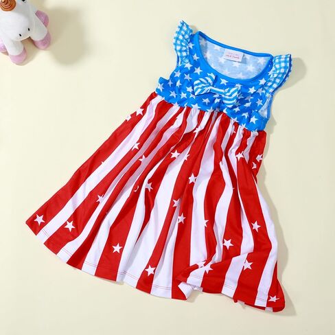 HH Family Girls 4th of July Dress Patriotic American Flag Outfit Kids Clothing in Kuwait