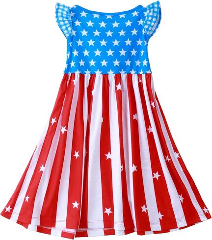 HH Family Girls 4th of July Dress Patriotic American Flag Outfit Kids Clothing in Kuwait