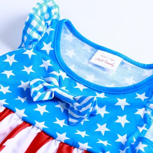 HH Family Girls 4th of July Dress Patriotic American Flag Outfit Kids Clothing in Kuwait