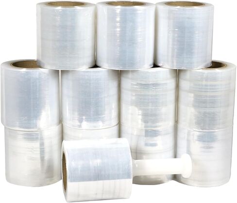 Mini Stretch Wrap for Packing with Handles, 12 Pack, 5 Inch x 1000 Feet, 50 Gauge, Durable Clear Plastic wrap for Moving, Packing wrap Plastic roll Also a Furniture Wrap in Saudi Arabia