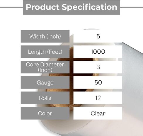 Mini Stretch Wrap for Packing with Handles, 12 Pack, 5 Inch x 1000 Feet, 50 Gauge, Durable Clear Plastic wrap for Moving, Packing wrap Plastic roll Also a Furniture Wrap in Saudi Arabia