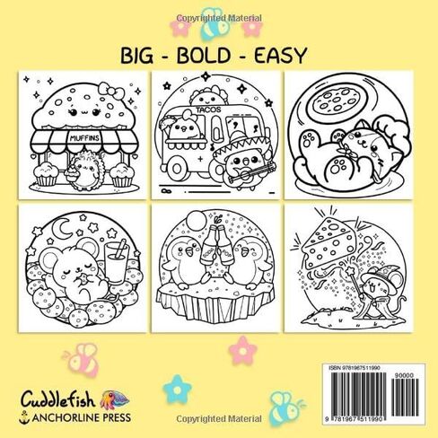 Cozy Foodies: Cute and Comfy Coloring Book for Adults and Teens with Kawaii Fuzzy Creatures and Easy and Bold Relaxing Scenes for Stress Relief (Hygge Moments Easy Art Therapy) in Saudi Arabia