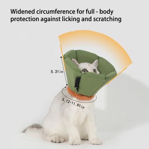 Cat Cone Collar - Soft Waterproof Elizabethan for Cats, Cute Green Flower Anti-Lick Recovery Collar, Adjustable Healing Collar for Wound Care & Surgery，M in Saudi Arabia