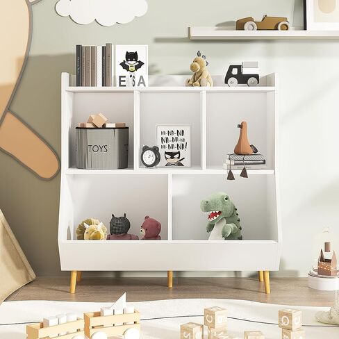 oneinmil Kids Bookshelf and Toy Storage, 3-Tier Open Bookcase, Baby Book and Toy Storage Display Organizer with Spacious Top Shelf, for Hallway, Kindergarten and Playroom, White in Saudi Arabia