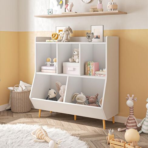 oneinmil Kids Bookshelf and Toy Storage, 3-Tier Open Bookcase, Baby Book and Toy Storage Display Organizer with Spacious Top Shelf, for Hallway, Kindergarten and Playroom, White in Saudi Arabia