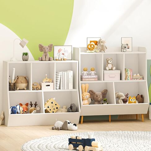 oneinmil Kids Bookshelf and Toy Storage, 3-Tier Open Bookcase, Baby Book and Toy Storage Display Organizer with Spacious Top Shelf, for Hallway, Kindergarten and Playroom, White in Saudi Arabia