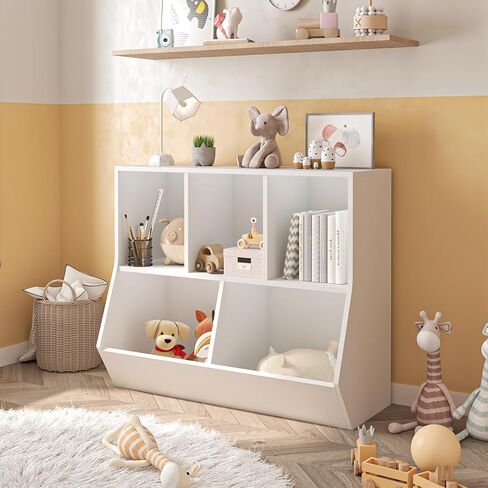 OneInmil Kids Workshel وتخزين الألعاب ، خزانة كتب مفتوحة من 3 مستويات ، وكتاب للأطفال ، ومنظم عرض للألعاب مع رف أعلى واسع ، للمرق ، روضة الأطفال ، غرفة اللعب ، وايت in Kuwait