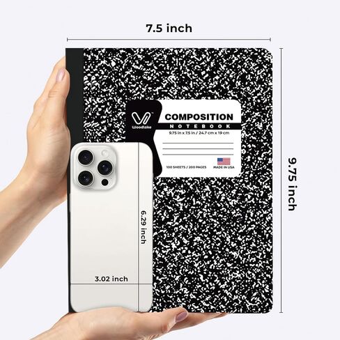دفاتر تكوين تكوين واسعة الحكم 4 حزمة ، 100 ورقة/200 صفحة ، 9-3/4 "× 7-1/2" ، كتاب تكوين تغطية الرخام الأسود والأبيض ، ملزمة الخيط القوية ، صنع في الولايات المتحدة الأمريكية ، للمدرسة والمكاتب والكلية in Kuwait