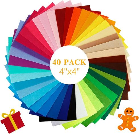 40PCS Felt Sheets, 8" x 12" Assorted Colors Felt Fabric 1mm Thick Felt Squares Felt Fabric Sheets Nonwoven Fabric Squares for Crafts Sewing DIY Patchwork DIY School Projects Home Party Decoration in Kuwait