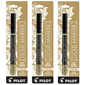 Pilot Gold Metallic Permanent Paint Marker, Extra Fine Point, 3-PACK(41701)